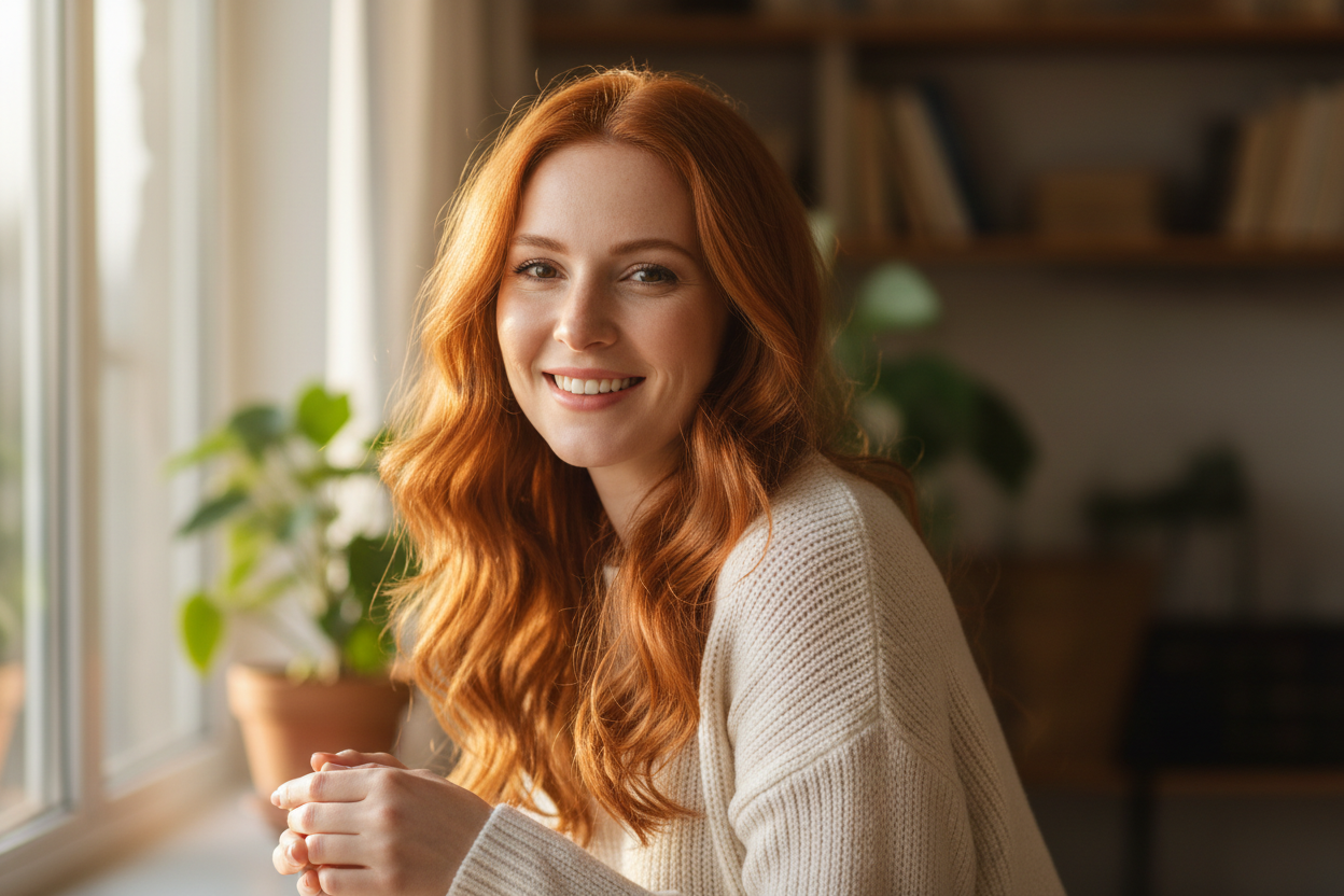 make a 38 year old woman with red hair